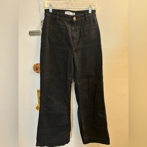 Wide Leg High Rise Black Jeans
